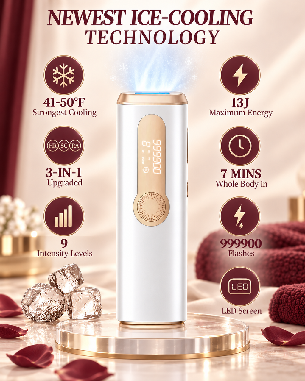GlowPulse Ice-Cool IPL Hair Removal Device